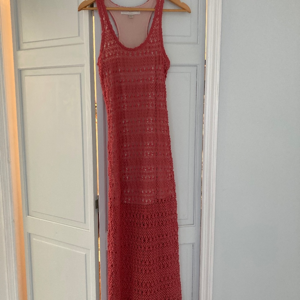 Womens Small Crochet Racerback Maxi Resort Dress